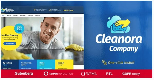Cleanora – Cleaning Services WordPress Theme